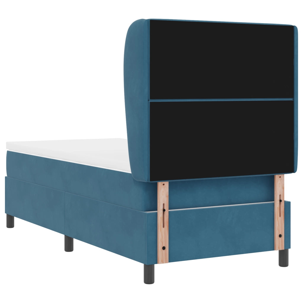 Letto a Baldacchino  con Materasso Blu Scuro 90x190 cm in Velluto