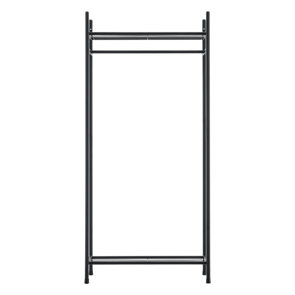 Organizzatore Guardaroba, Scaffalatura con Asta Appendiabiti e 2 Ripiani, Cabina Armadio Senza Ante (AxLaxP) 130 x 60 x 30 cm - Nero, Metallo