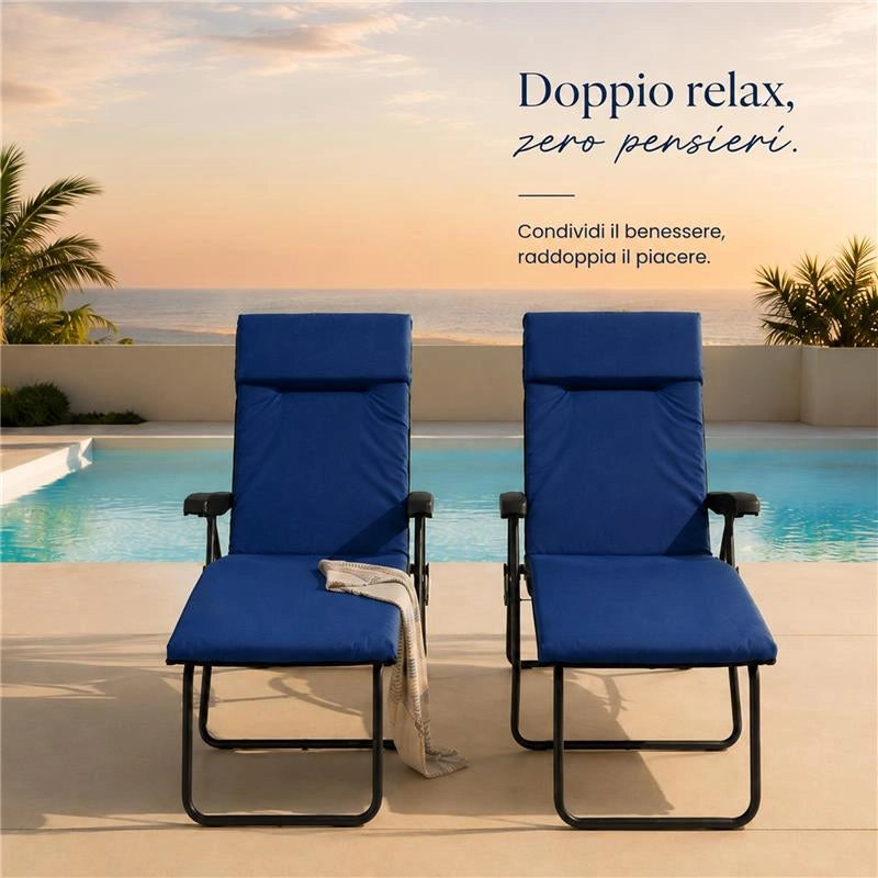 MAURY'S POLTRONA PISA NON AUTOMATICA CON 6 POSIZIONI - COLORE BLU 170X60X62 CM