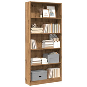 Libreria-Scaffale per Libri-Mobile di Stoccaggio Rovere Artigianale 80x24x176 cm in Legno Multistrato