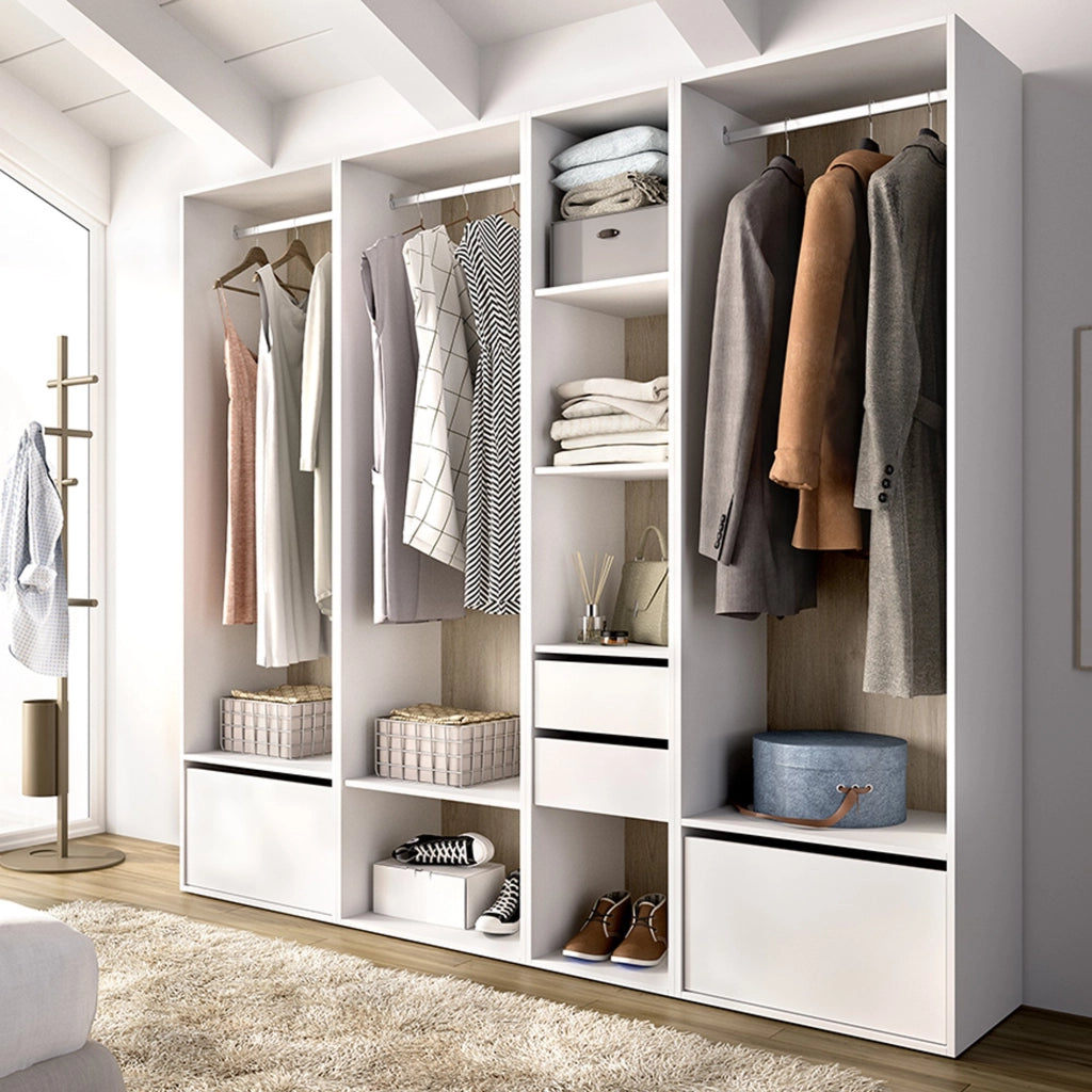 Armadio Camera da Letto Hawthorne, Guardaroba Grande Modulabile, 45x205h cm Bianco