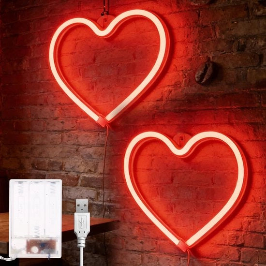 Due Stuks Borden a forma di Cuore in LED Rosso per Decorazione