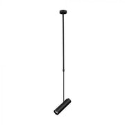 Trade Shop - Lampadario Portafaretto Pendente A Sospensione Lampada A Cilindro Gu10 Asta Regolabile 209 - Nero