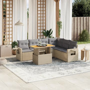 Set Divani da Giardino 7 pz con Cuscini Beige in Polyrattan 3271773