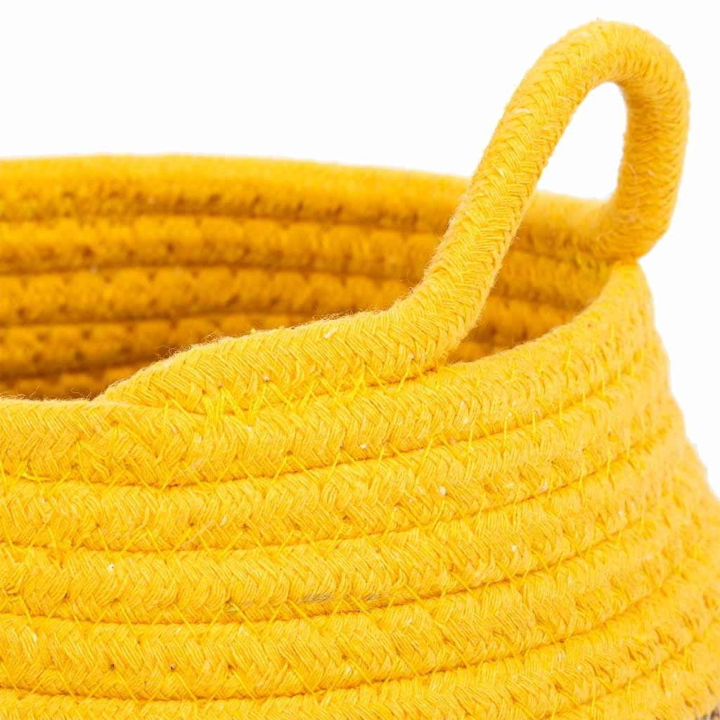 Cesto in fibra naturale e cotone giallo d18x13/16,5h