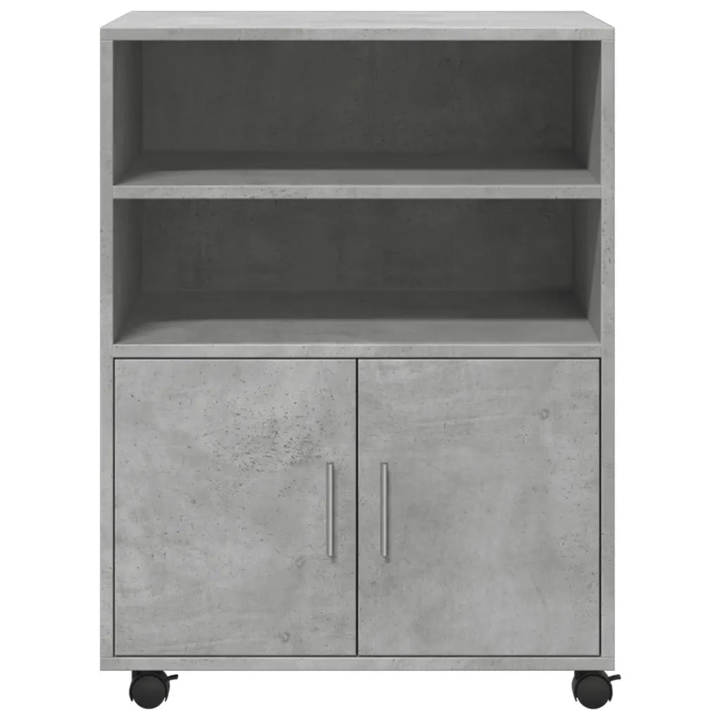 Mobiletto con Ruote Grigio Cemento 60x48x81 cm in Truciolato 853167