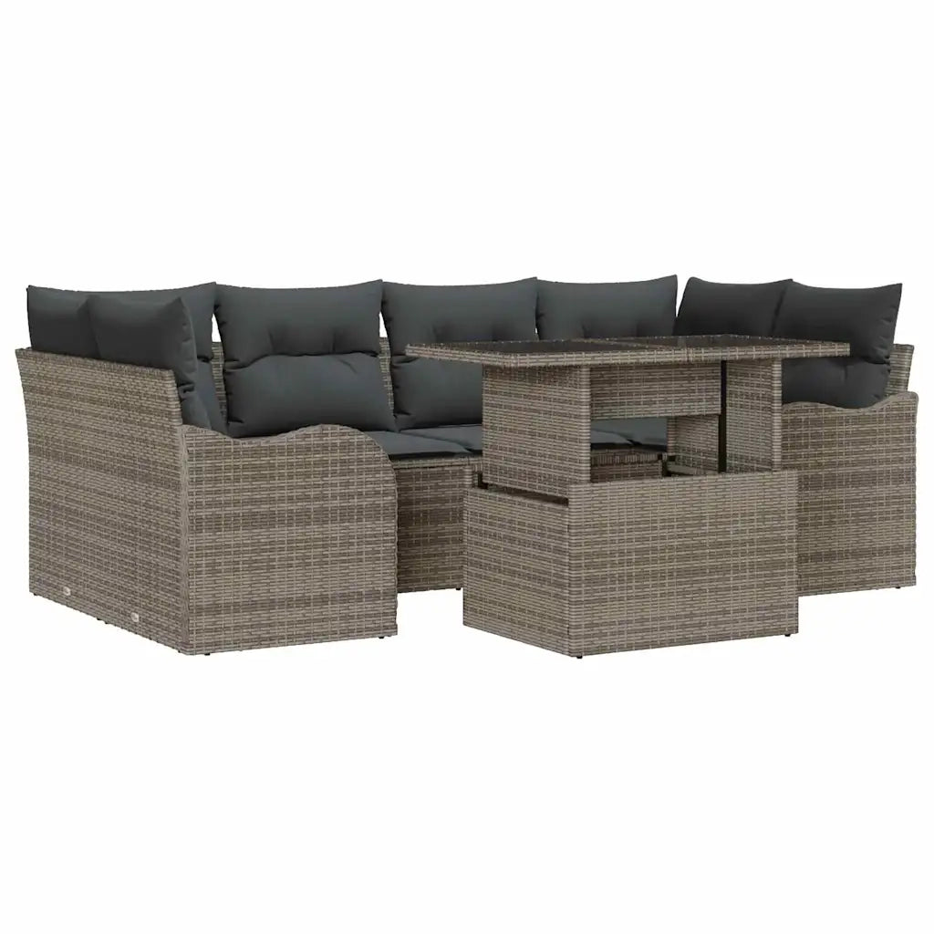 Set Divano da Giardino 7 pcs Grigio Rattan in Polipropilene 3357132