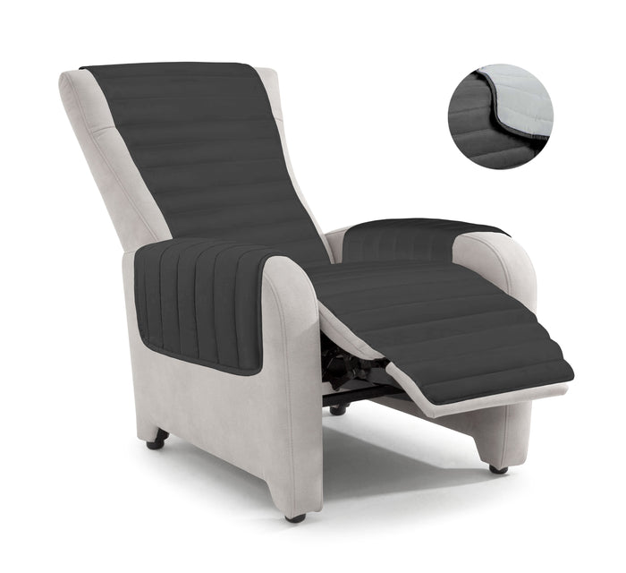 Copripoltrona Trapuntato Doubleface Grigio Chiaro/Grigio Scuro