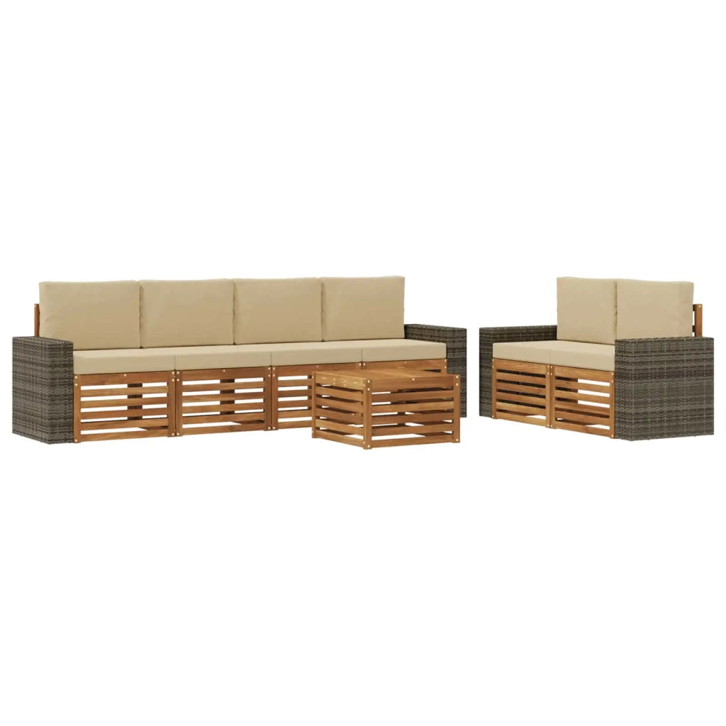 Set di divani da esterno 7 pz Naturale e Beige 3384069
