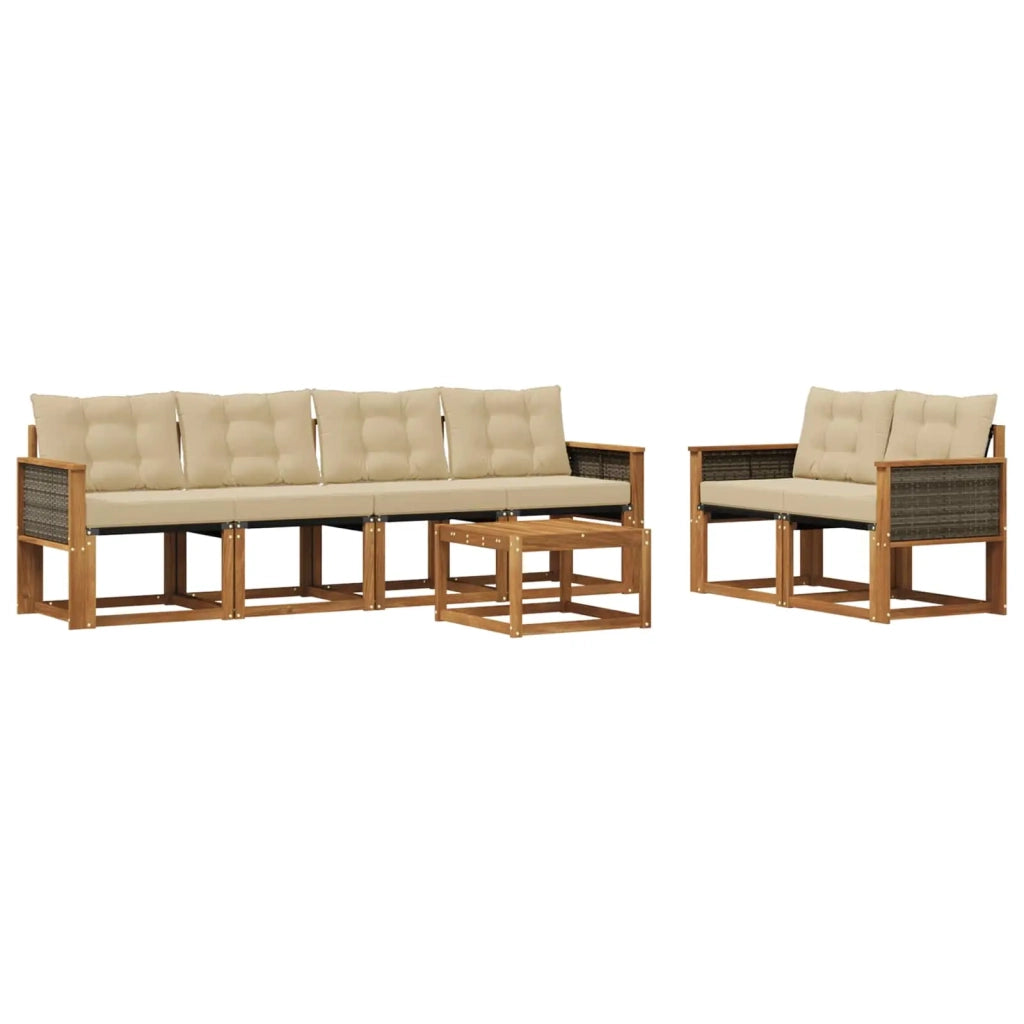 Set di divani da esterno 7 pz Naturale e Beige 3381789