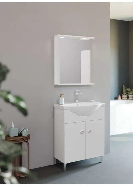 Composizione da bagno 2 ante Ê 65 cm con lavabo in ceramica e specchio