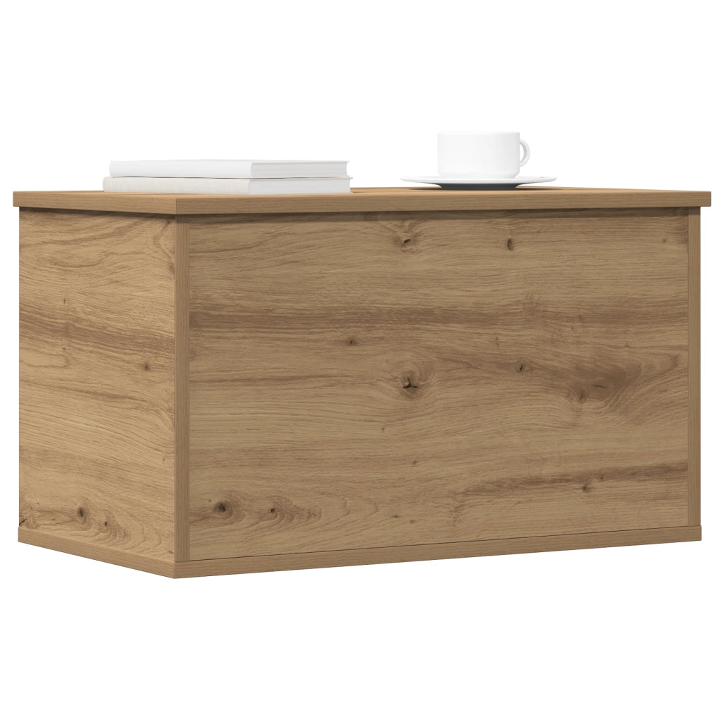 Scatola di stoccaggio  con coperchio in rovere artigianale 60x35x35 cm in legno ingegnerizzato