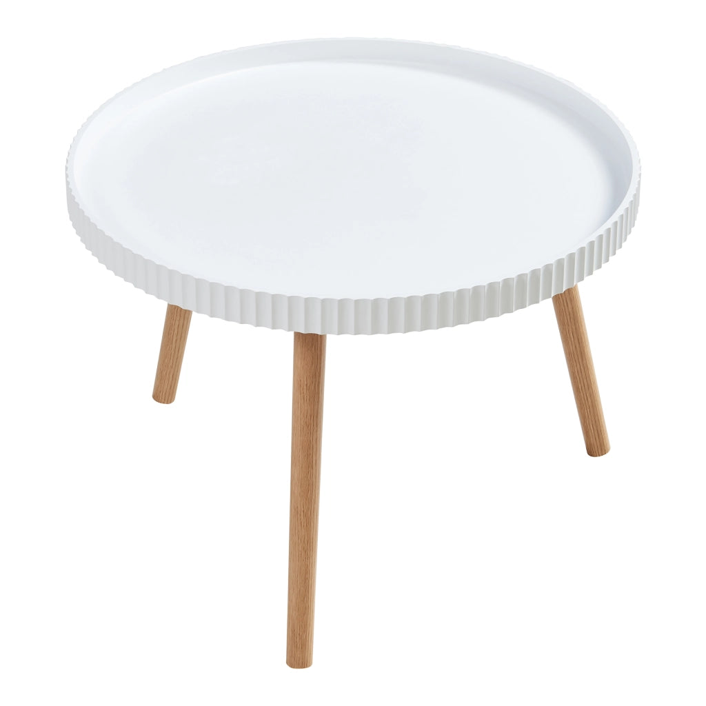 Tavolino Basso Bongard con Piano Rotondo - Bianco [en.casa]