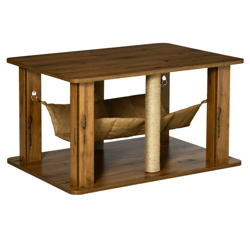 Tavolino per Gatti con 2 Posti Graffi e Ripiano ¨C Zephmum ¨C 79x59x45,5 cm Marrone