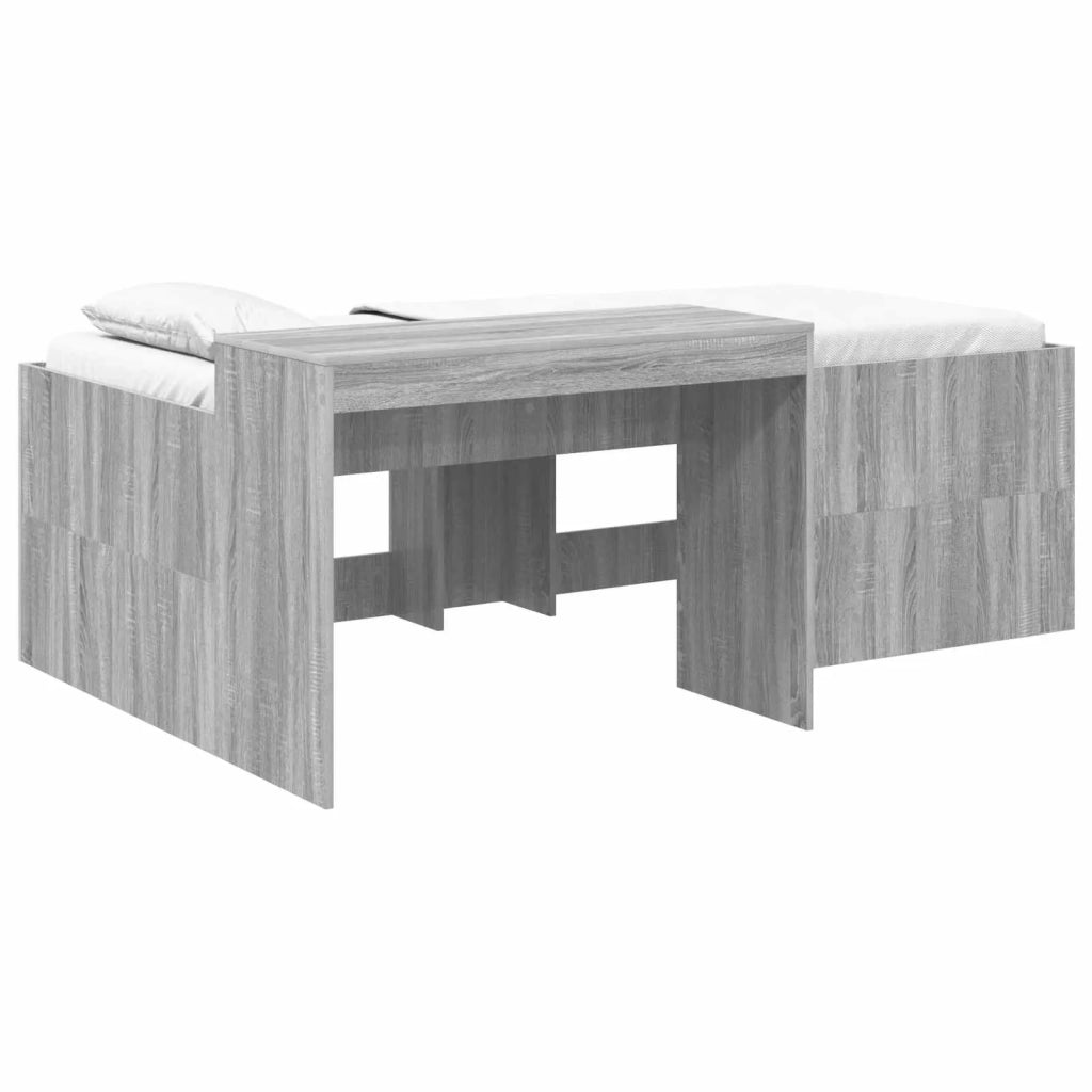 Letto alto per Bambini | Letto Infantile | Lettino con scrivania Sonoma grigio