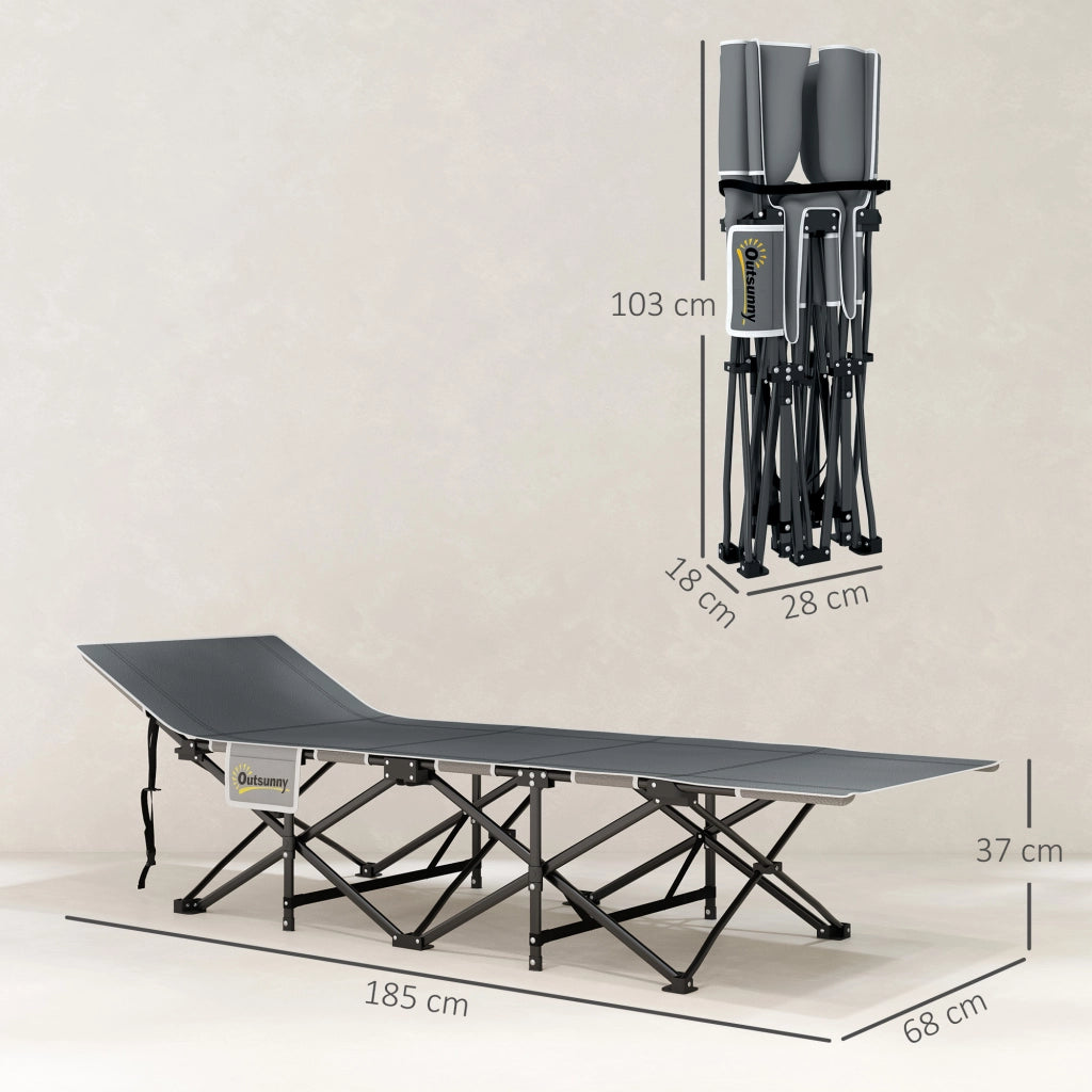 Letto da campeggio pieghevole con materasso ¨C zephmum ¨C grigio chiaro 185x68x37 cm