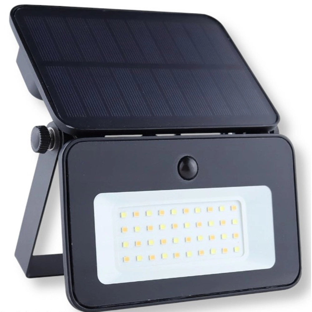 Trade Shop - Lampada Applique Proiettore Led Muro Con Pannello Solare Sensore Pir Esterno Ip65 Tk13-50f -