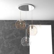 SOSP. CROMO TONDA 3 LUCI VETRI TUTTI GRANDE (1 X TRASPARENTE + 2 X AMBRA) 1155CR-S3 TG-TA