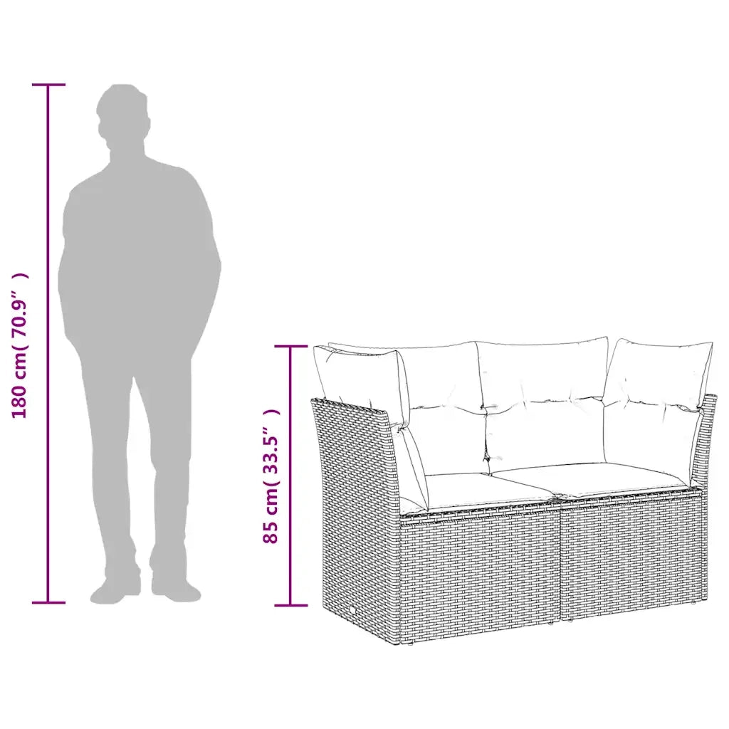 Divano da Giardino con Cuscini 2 Posti Grigio in Polyrattan 366114