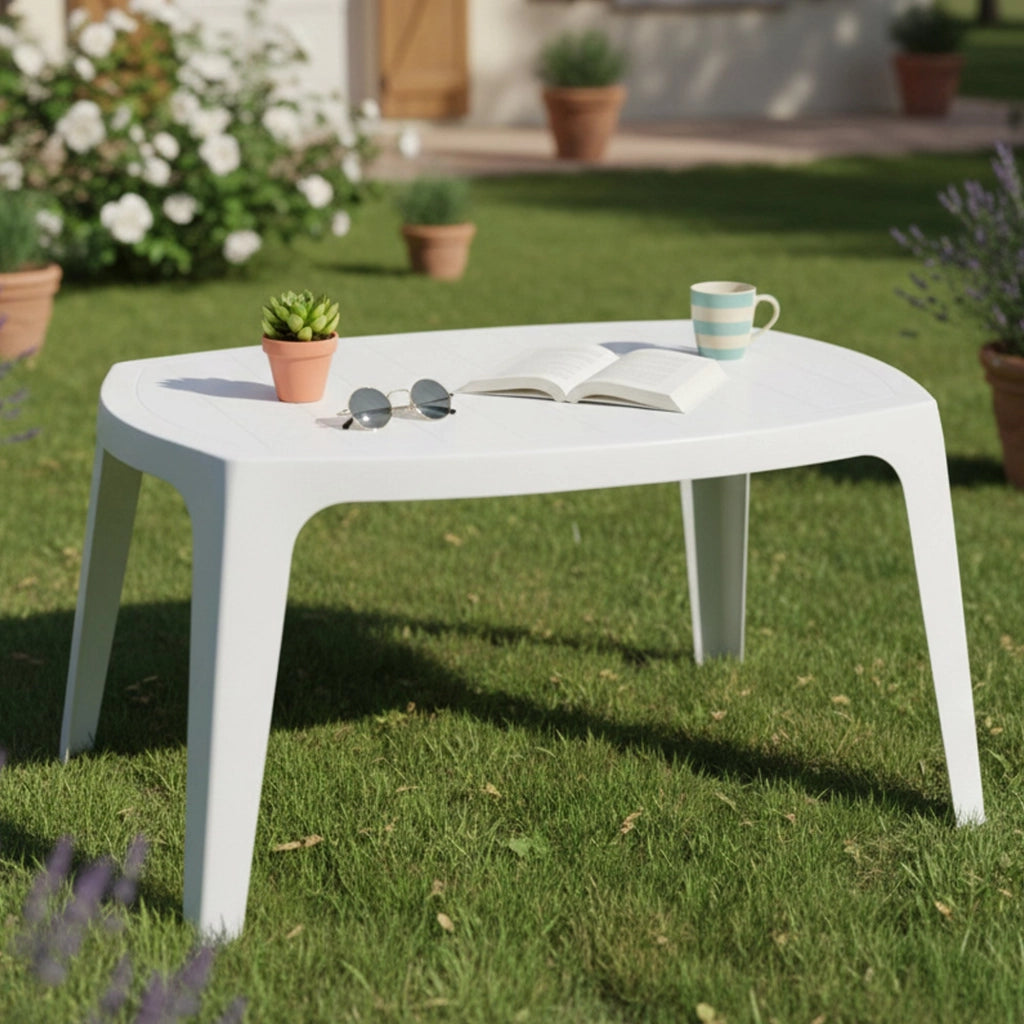 Mclendon, Tavolino da Esterno 2 Posti Made in Italy, 76x49x43h cm Bianco