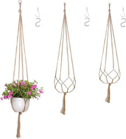 Set di appoggio per piante in macramè con set di aghi e corda di juta per contenitore di piante - contenitore per piante con chiusura netta e uncino per piante da interni da 90 cm - 100 cm - 120 cm