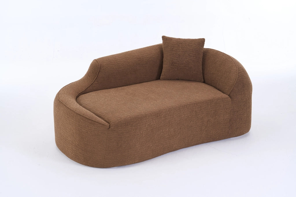 Méridienne in chenille con seduta profonda e cuscino divano letto 3 in 1 per salotto camera e interni caramello