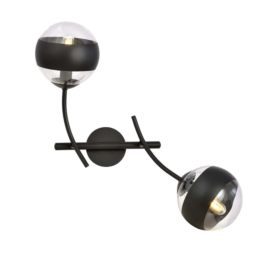 Applique Contemporaneo Oceano Acciaio Nero 2 Luci E14 Ip20