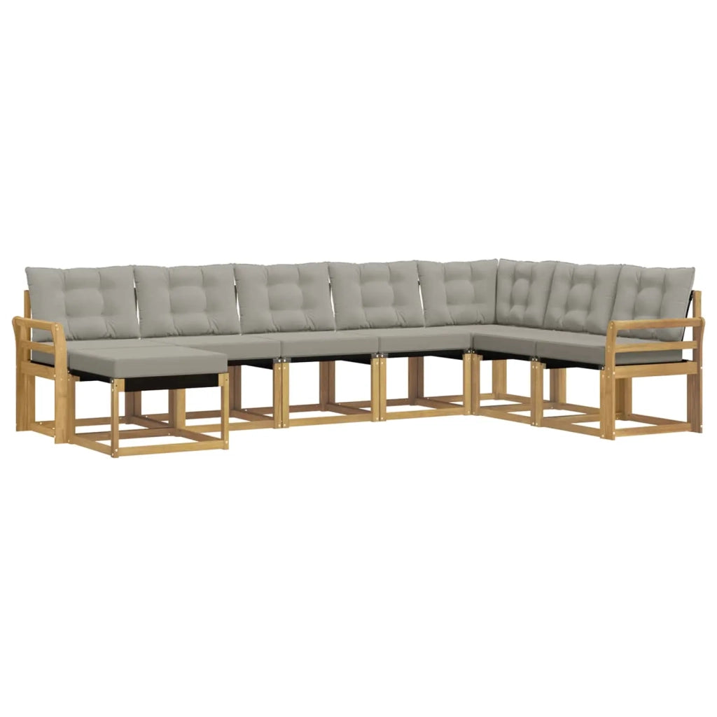 Set di divani da esterno 8 pz Bianco e Grigio Chiaro 3389765