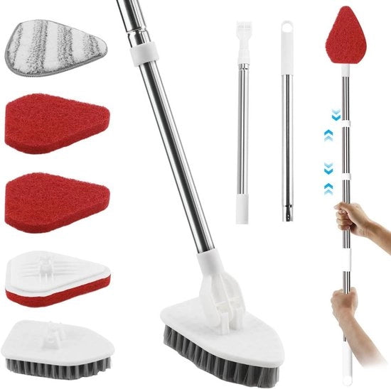 Scrubbratore per pavimenti 3 in 1 telescopico per bagno, cucina e balcone