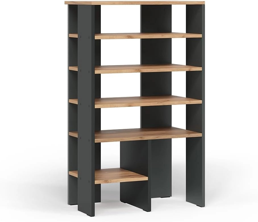 Scarpiera Marlon, Rovere bianco/dorato, 60 x 100 cm con 5 scomparti