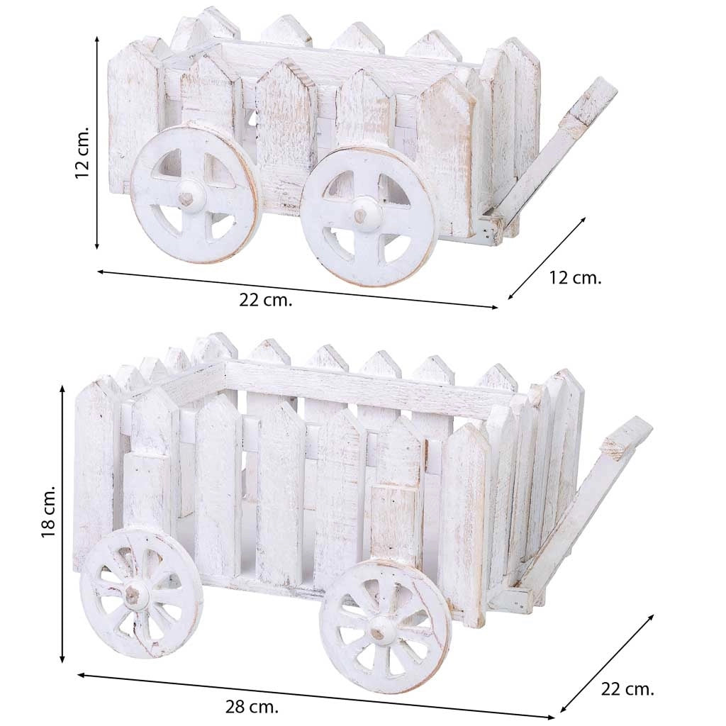 Set di 2 portavasi in legno 28x22x18h-22x12x12h cm
