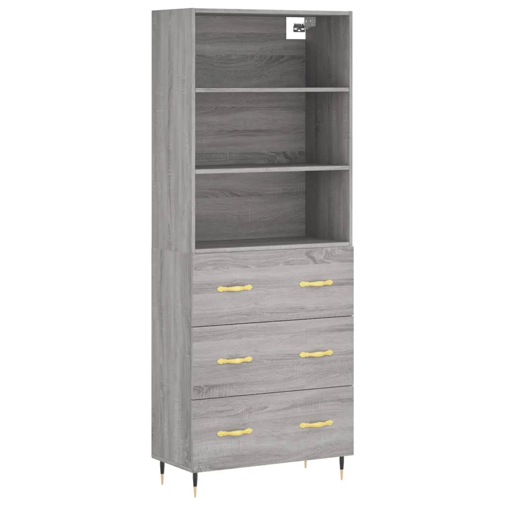 Credenza-Buffet-Armadio da cucina Grigio Sonoma 69,5x34x180 cm in Legno Multistrato 153245