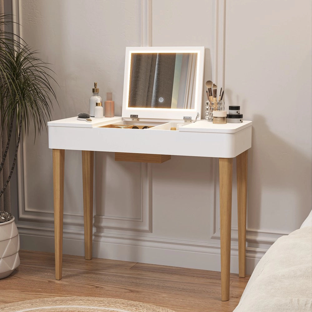Tavolo Trucco con Specchio e Luce ¨C Xylo ¨C Bianco