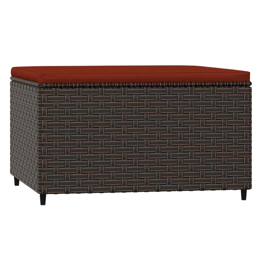 Poggiapiedi da Giardino con Cuscino in Polyrattan Marrone CFW2413048