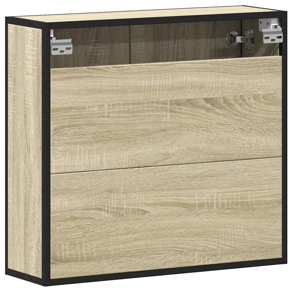 Mobiletto con specchio per bagno in rovere Sonoma 65x20x60 cm in legno ingegnerizzato 849260