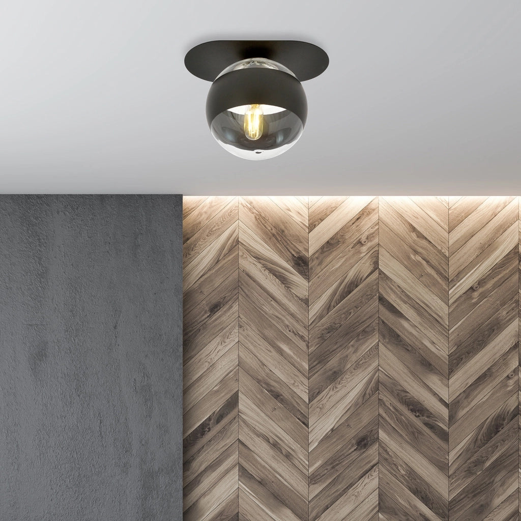 Plafoniera Minimal Teia Acciaio Nero 1 Luce E14 Ip20
