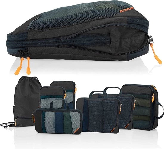 Set di Cubi di Peso con compressione per valigia e zaino comprensivo di borsa di trasporto, Fuga Notturna - Nero