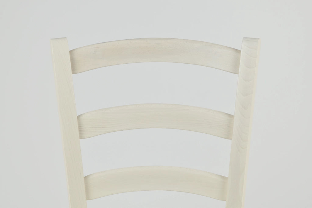 Set 6 Sedie Venice Tommychairs, robusta struttura in legno di faggio verniciata in anilina bianca e seduta in paglia