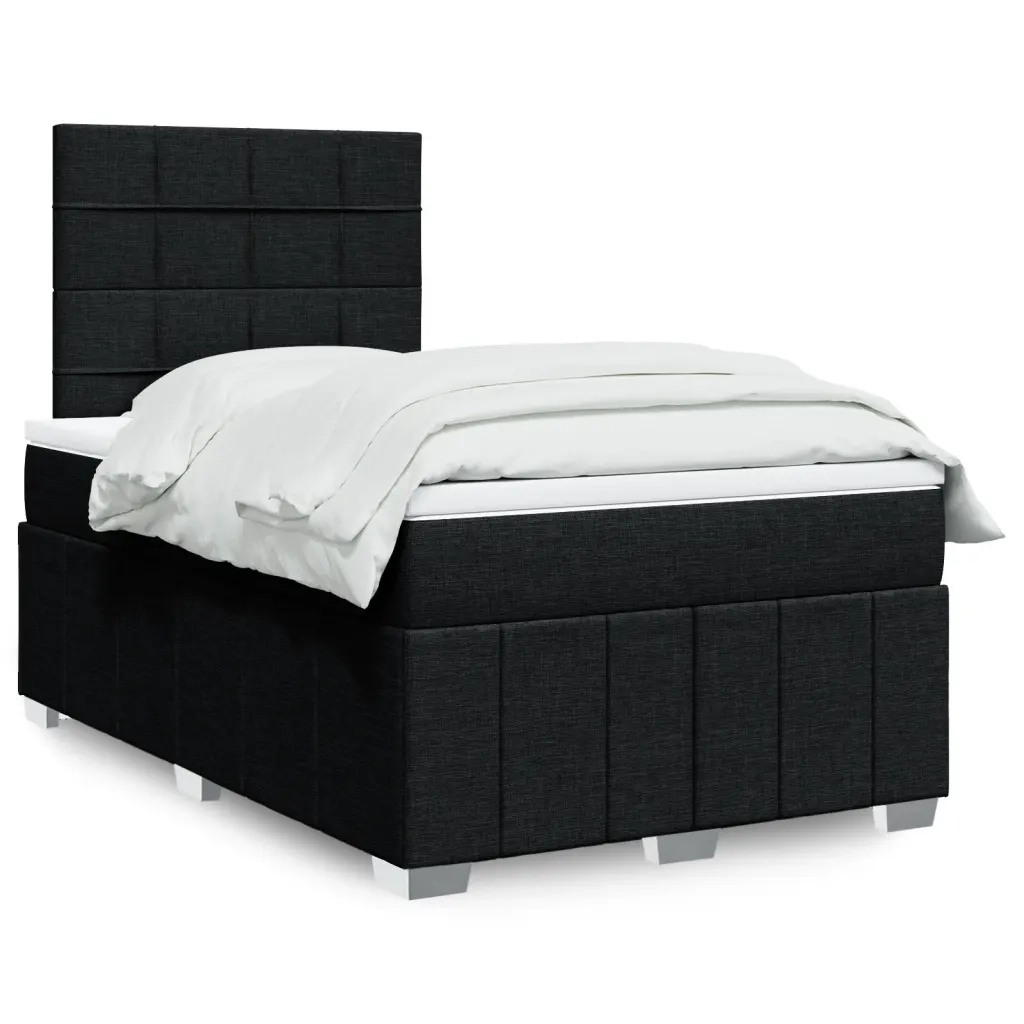 vidaXL Giroletto a Molle con Materasso Nero 120x190 cm in Tessuto