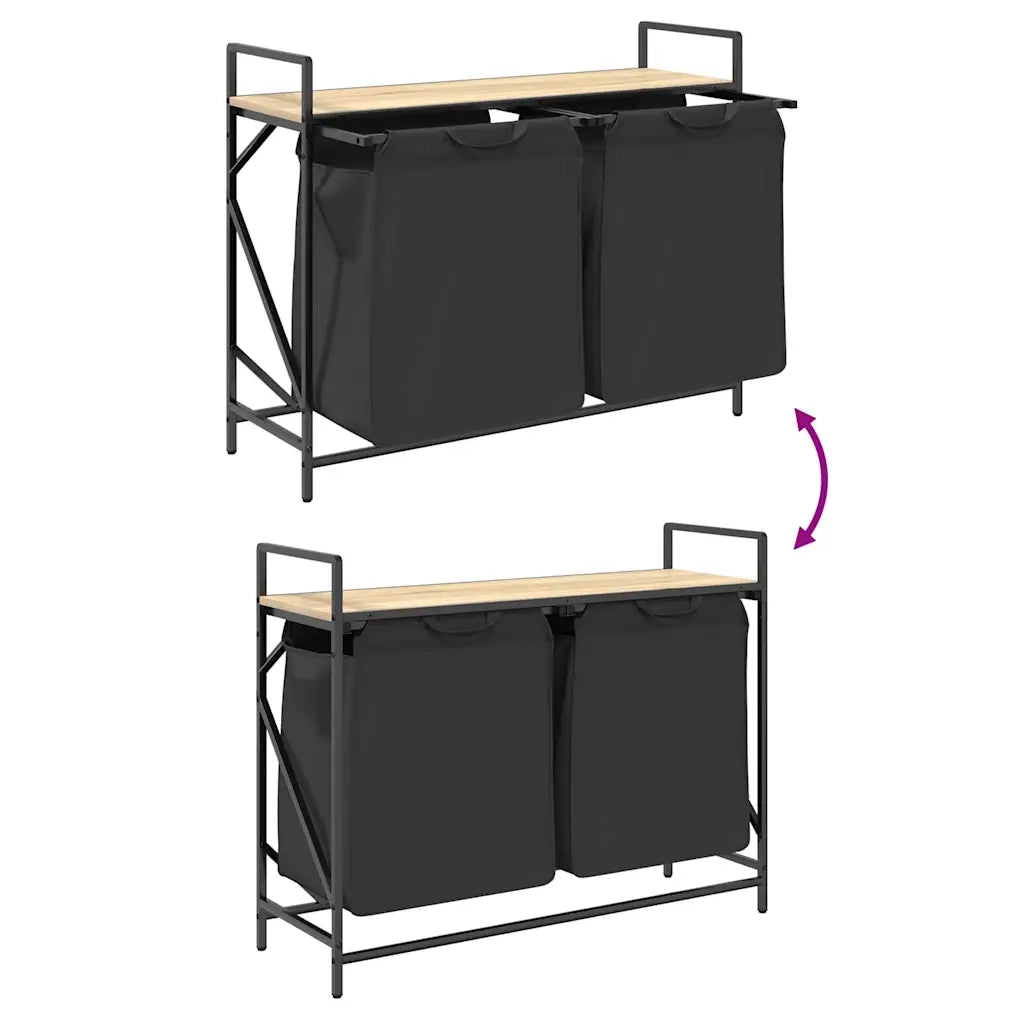 Cesto della Biancheria 2 Scomparti con Ripiano Rovere Sonoma CFW3502620