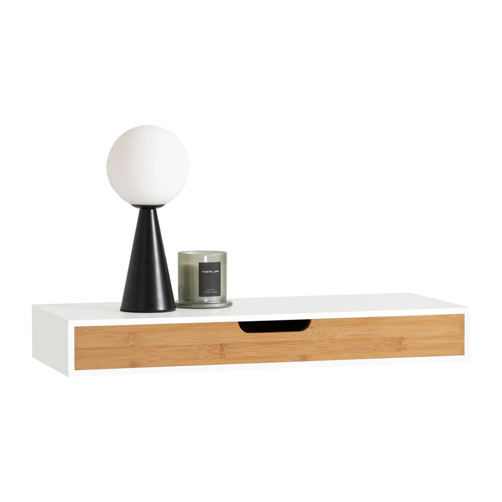 Mensola Da Muro Libreria Mensola Con Cassetto Bianco 60 x 24 x 8 cm FRG93-WN