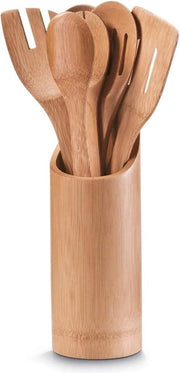 Set di contenitori per cucina 7 pezzi in bambù - Ø 9 x H 33 cm - marrone - organizzatore per cucina - accessori per cucina