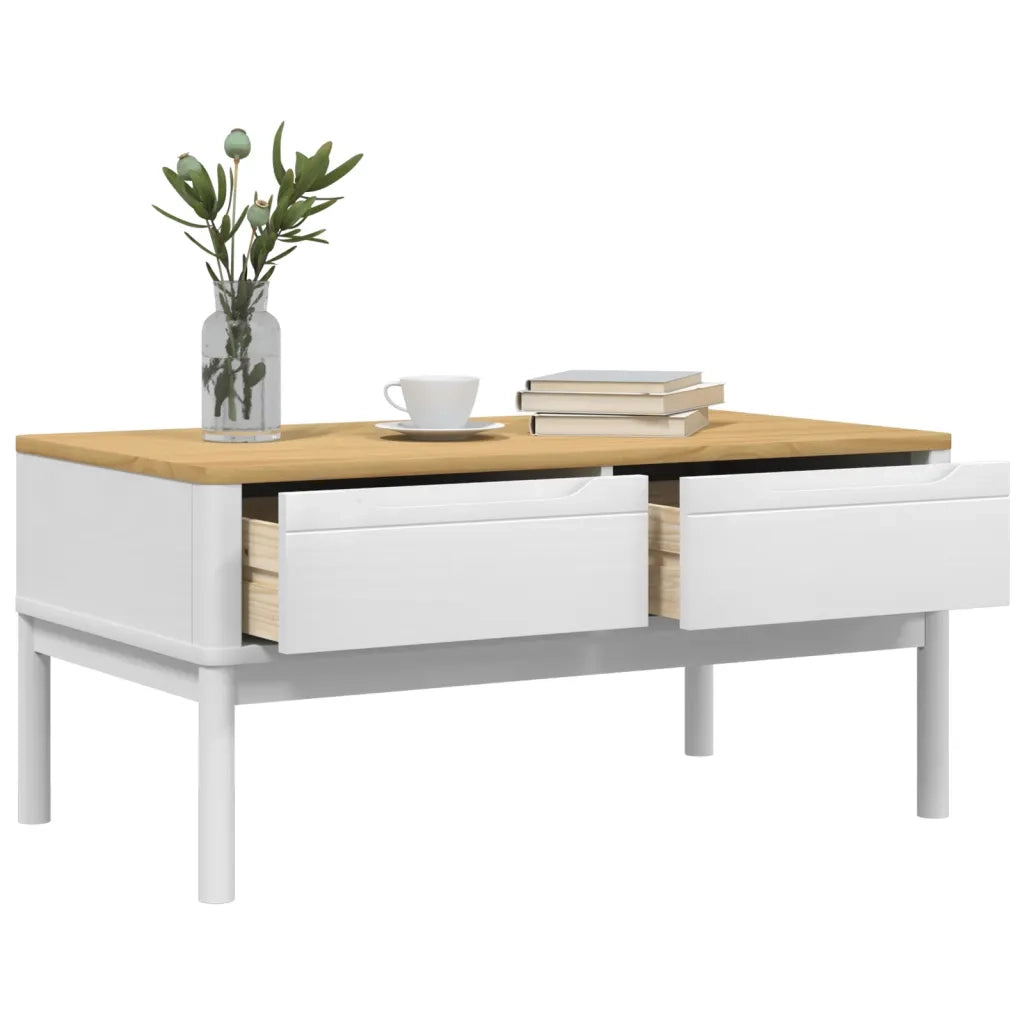 Tavolino FLORO Bianco 99x55,5x45 cm in Legno di Pino