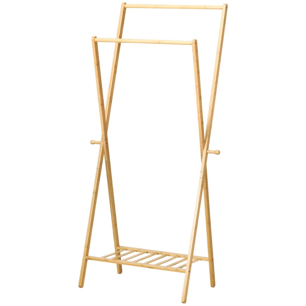 Appendiabiti con scaffale per scarpe e ganci ¨C zephmum ¨C 74x42x150 cm naturale