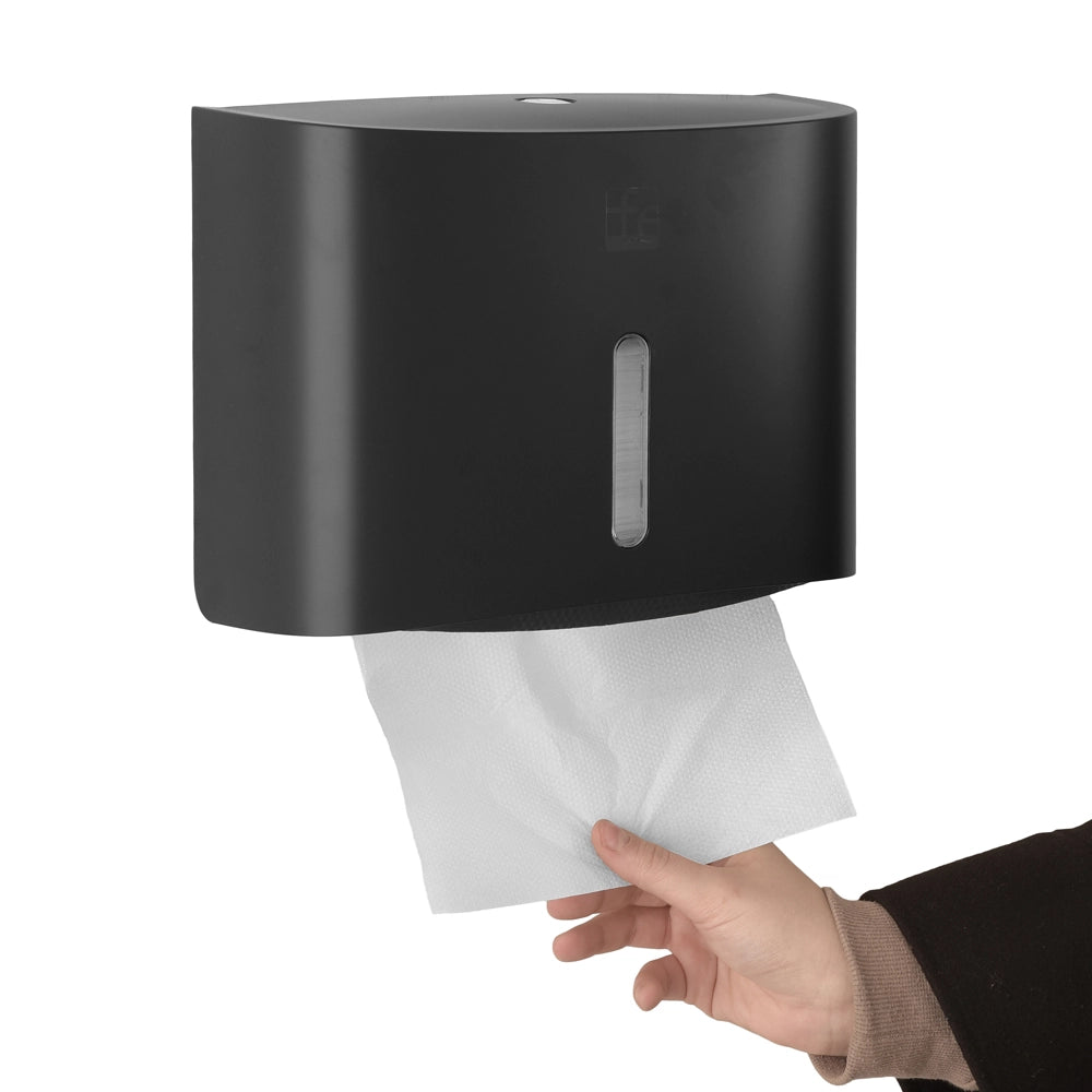 Distributore di salviette max 200 pz per carta piegata in ABS nero