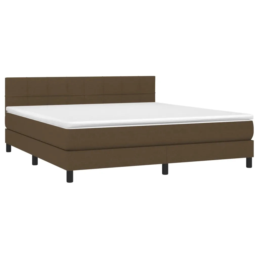 Letto a Molle Materasso e LED Marrone Scuro 160x200 cm Tessuto 3133168