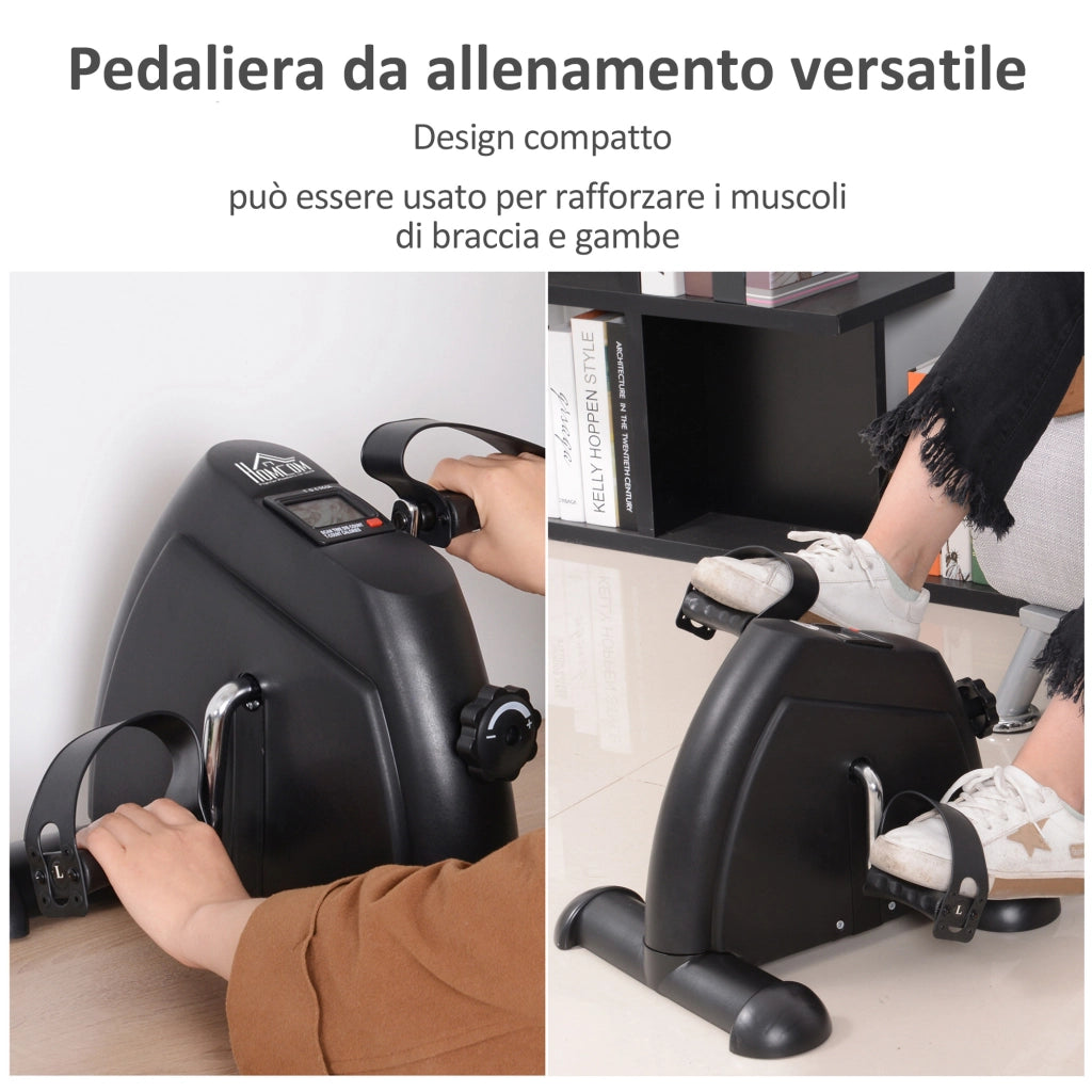 Easycomfort Mini Cyclette Portatile per l'Allenamento di Gambe per Braccia con Display LCD TPR, PP, PP, ruota in ghisa 35 x 40 x 31 cm Nero