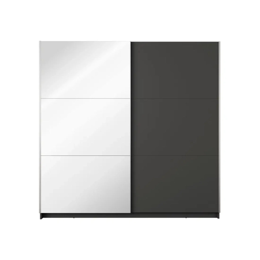 Armadio ARSALA 150 cm grigio grafite con specchio – 2 porte scorrevoli