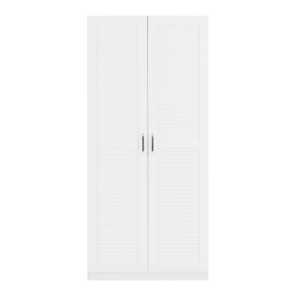 Armadio Guardaroba Finning con Ante a Persiana 176 x 80 x 52 cm Bianco [en.casa]