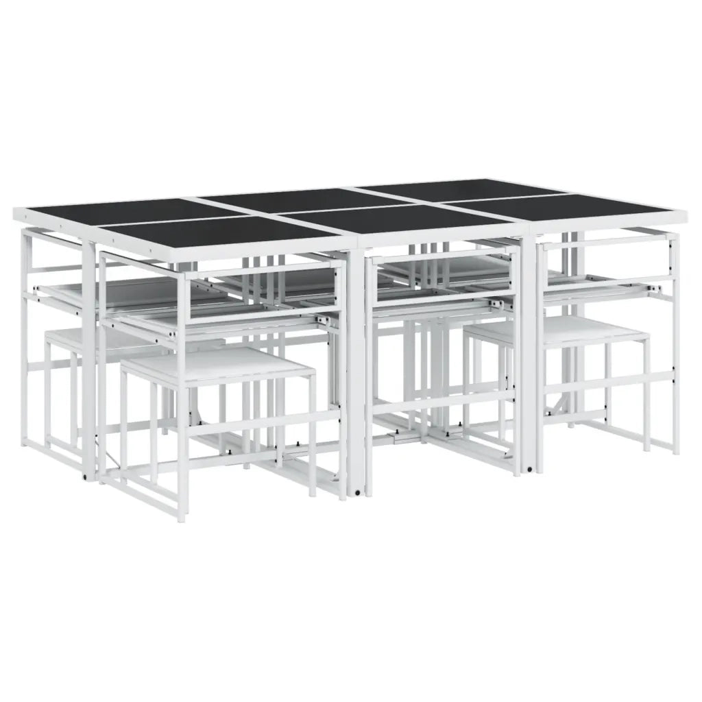 vidaXL Set da Pranzo da Giardino 11 pz con Cuscini Bianco in Textilene